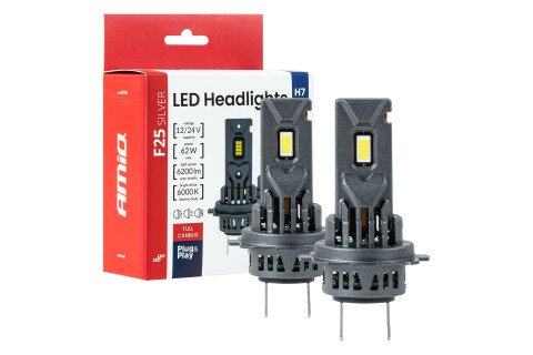 LED auto sijalice F25 SREBRNE FULL CANBUS 62W H7 H18 12V 24V AMIO-04704