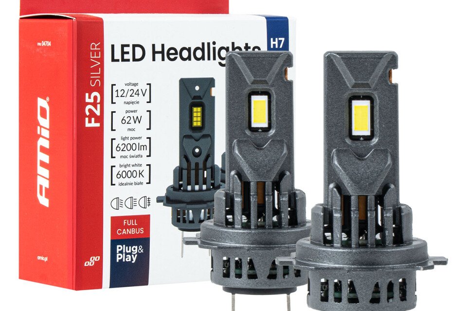 LED auto sijalice F25 SREBRNE FULL CANBUS 62W H7 H18 12V 24V AMIO-04704