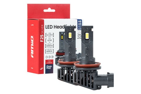 LED auto sijalice F25 srebrne pune CANBUS 62W H8 H9 H11 H16 12V 24V AMIO-04705