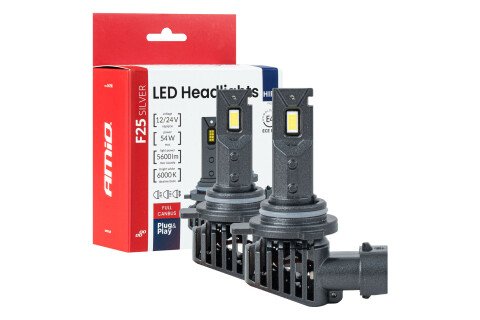 LED auto sijalice F25 srebrne FULL CANBUS 54W HIR2 9012 12V 24V AMIO-04708