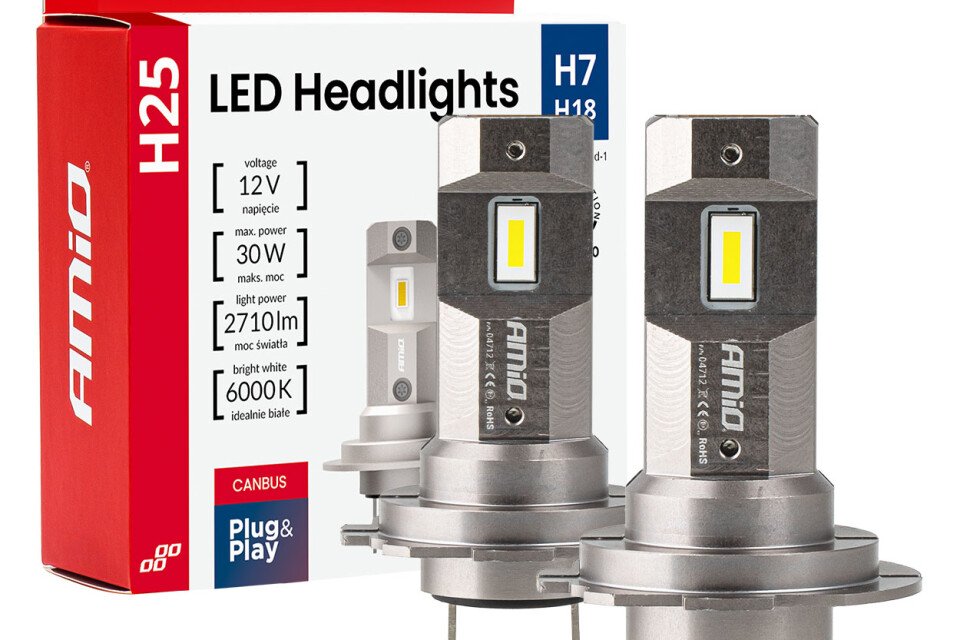 LED автомобилни крушки серия H25 CANBUS H7 H18 12V 30W AMIO-04712