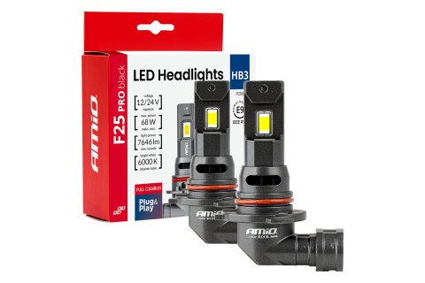 LED auto sijalice serije F25 PRO crne FULL CANBUS HB3 68W 12V 24V AMIO-04722