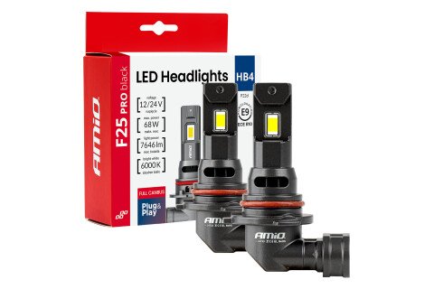 LED auto sijalice serije F25 PRO crne FULL CANBUS HB4 68W 12V 24V AMIO-04723