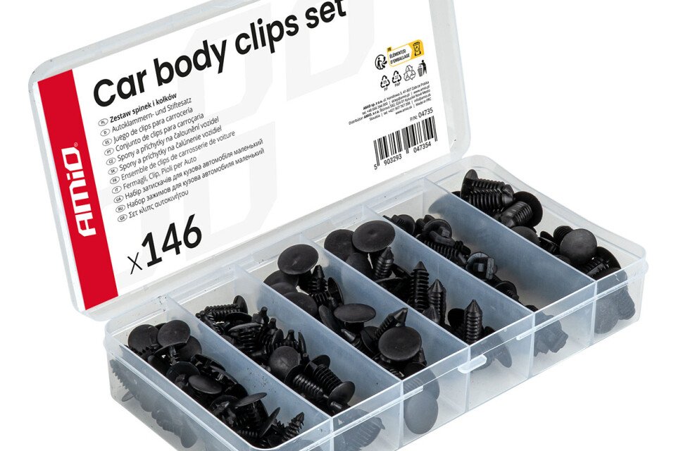Satz kleiner Kfz-Befestigungselemente und Stifte, 146-teilig, AMIO-04735