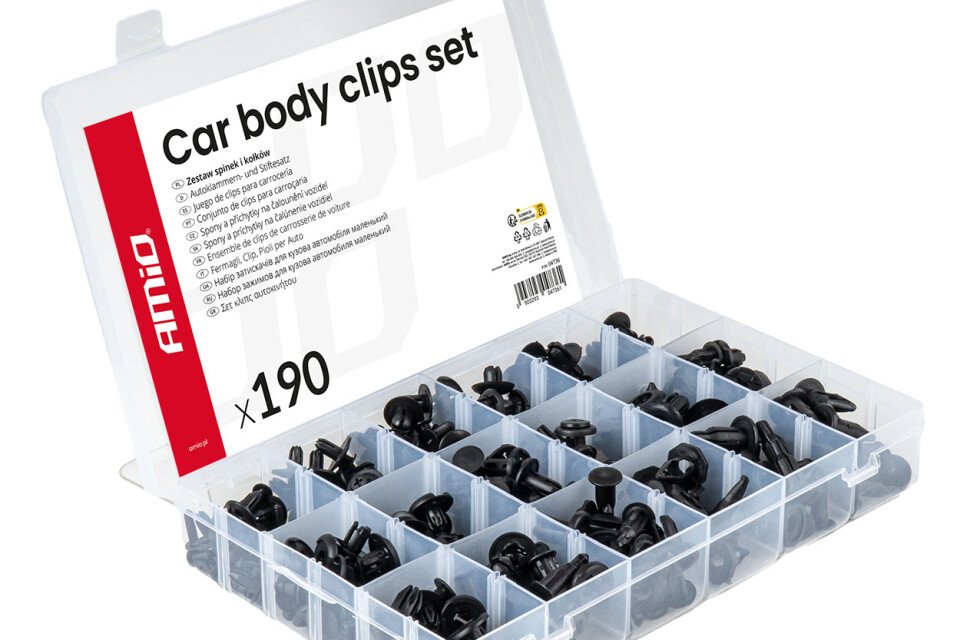 Set de elemente de fixare și știfturi auto mici 190 bucăți AMIO-04736