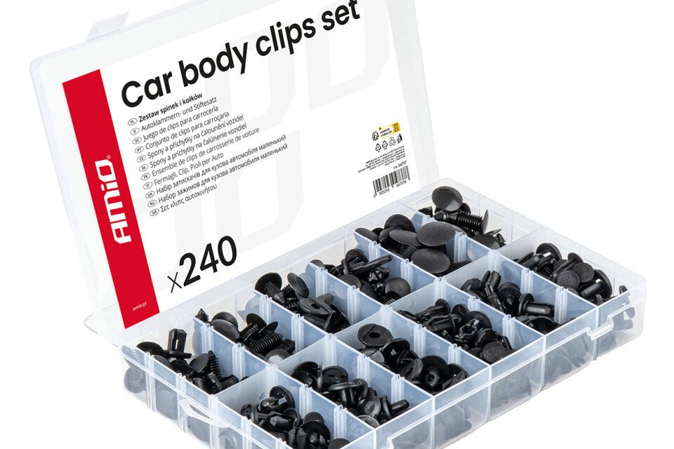 Σετ μεσαίου μεγέθους συνδετήρες και πείροι αυτοκινήτου, 240 τεμάχια AMIO-04737