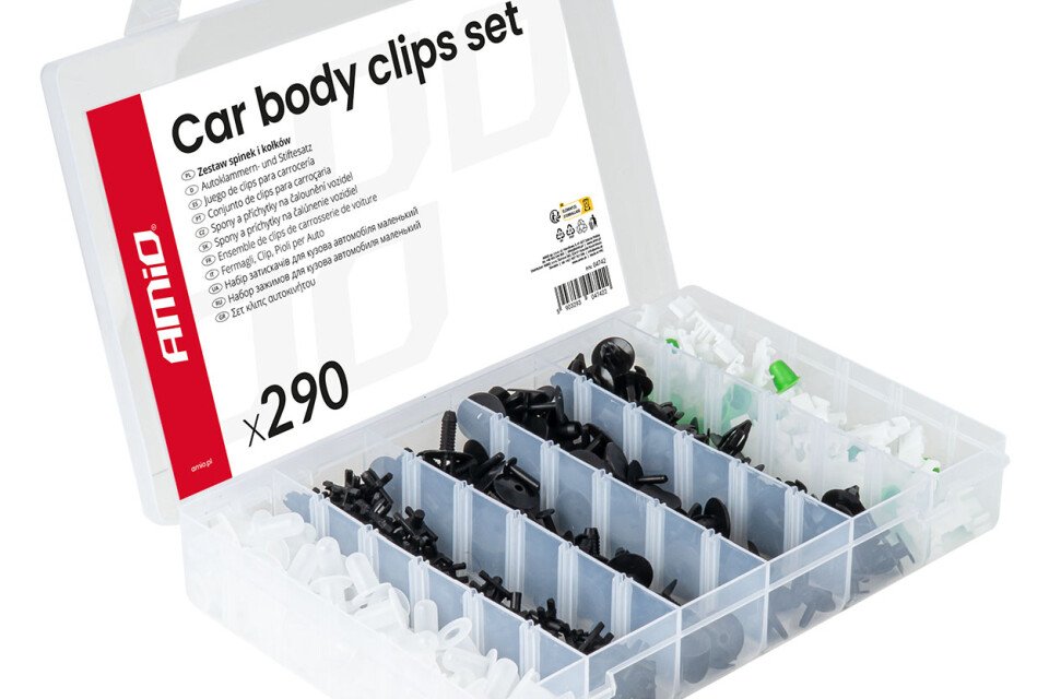 Σετ μεσαίου μεγέθους συνδετήρες και πείροι αυτοκινήτου, 290 τεμάχια AMIO-04742