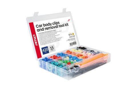 Set automobilskih pričvršćivača, iglica i izvlakača 420+15 delova AMIO-04744