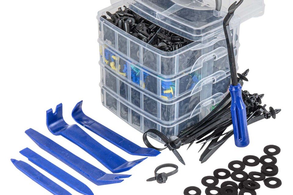 Set automobilskih pričvršćivača, iglica i izvlakača 1211 delova AMIO-04746