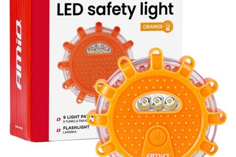 Nouzové výstražné světlo s funkcí blikání 3xAAA IP65 12SMD + 3SMD oranžové světlo AMIO-04828