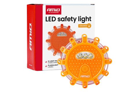 Nouzové výstražné světlo s funkcí blikání 3xAAA IP65 12SMD + 3SMD oranžové světlo AMIO-04828