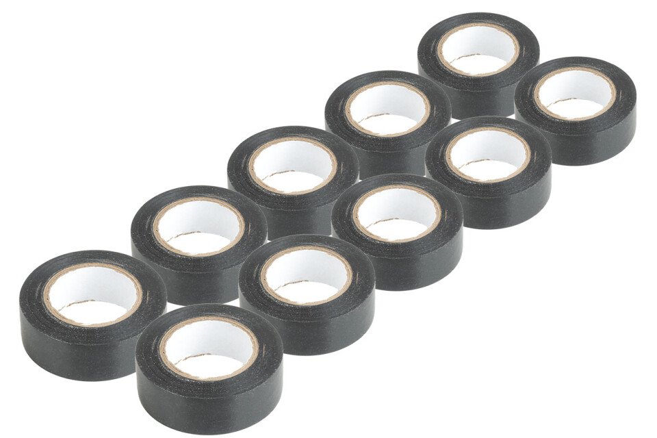 Set od 10 PVC izolacionih traka, crne, 19 mm x 20 m x 0,13 mm, AMIO-04844