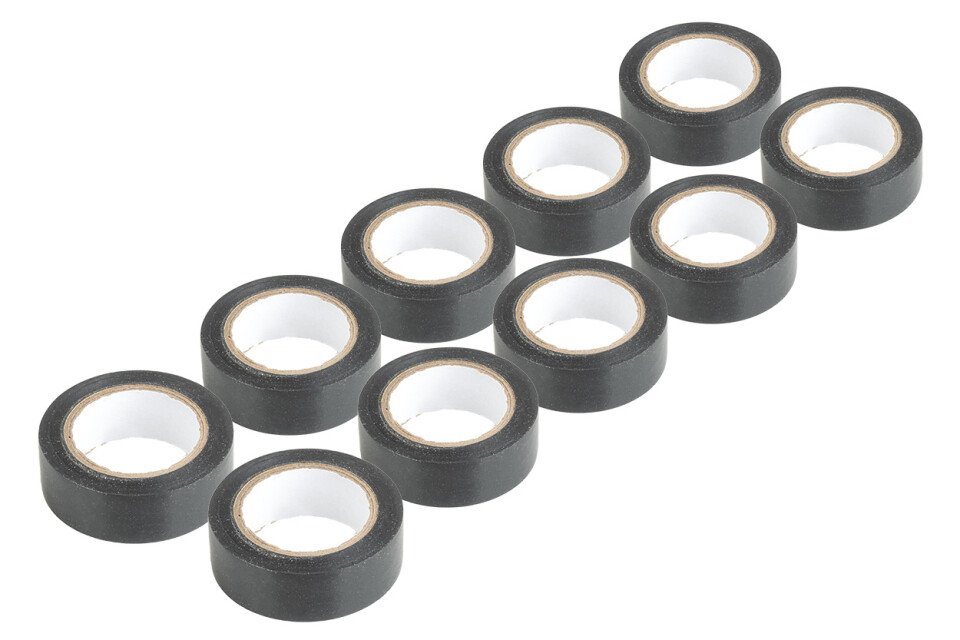Set od 10 PVC izolacionih traka, crne, 19 mm x 10 m x 0,13 mm, AMIO-04845
