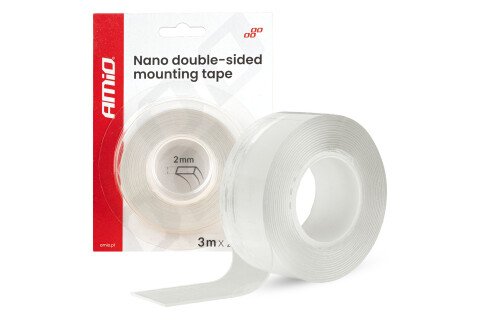 Nastro biadesivo nano per montaggio, riutilizzabile, 20 mm x 3 m x 1 mm AMIO-04847