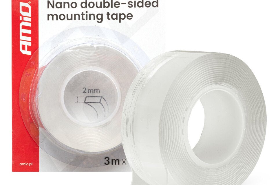 Dvostranski nano montažni trak za večkratno uporabo 30 mm x 3 m x 1 mm AMIO-04848