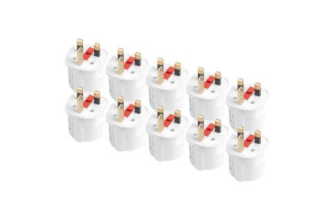 Set adaptor de călătorie cu siguranță UE UK 13A 250V 10 bucăți AMIO-04858