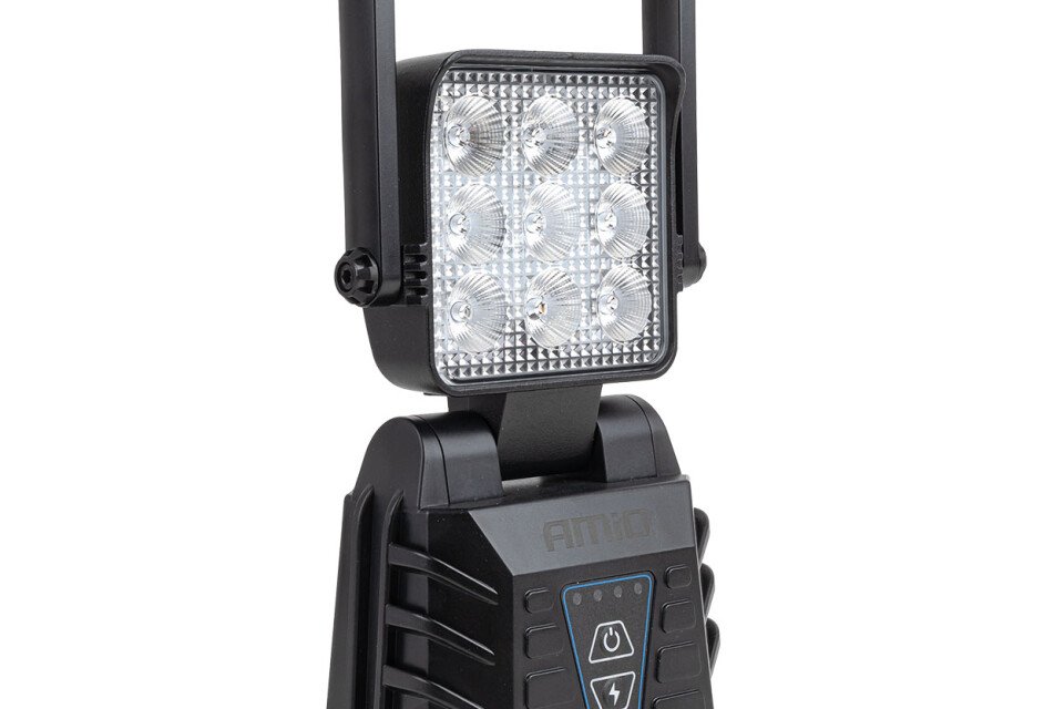 Lampada da lavoro portatile bianca con luce di segnalazione 15W (BATTERIA) AMIO-04865