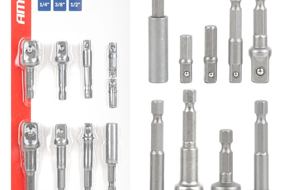 Set adaptor șurubelniță cu 9 piese 1/4", 3/8", 1/2" AMIO-04931