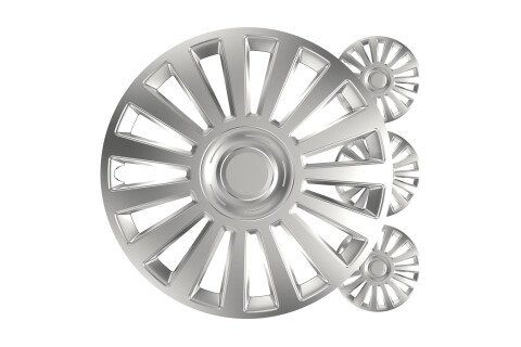 Poklopac glavčine automobila 4 kom. Luksuzni srebrni COLOR BOKS set veličine 14" i