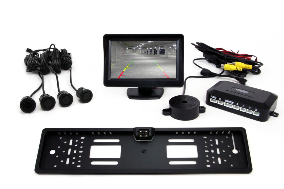 Set senzori TFT01 4.3" cu camera LED CAM-402 4 senzori negri "GOLD"