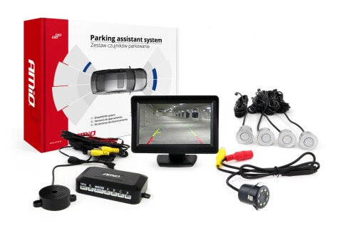 Zestaw czujników parkowania TFT01 4,3" z kamerą HD-308-LED 4 czujniki srebrny