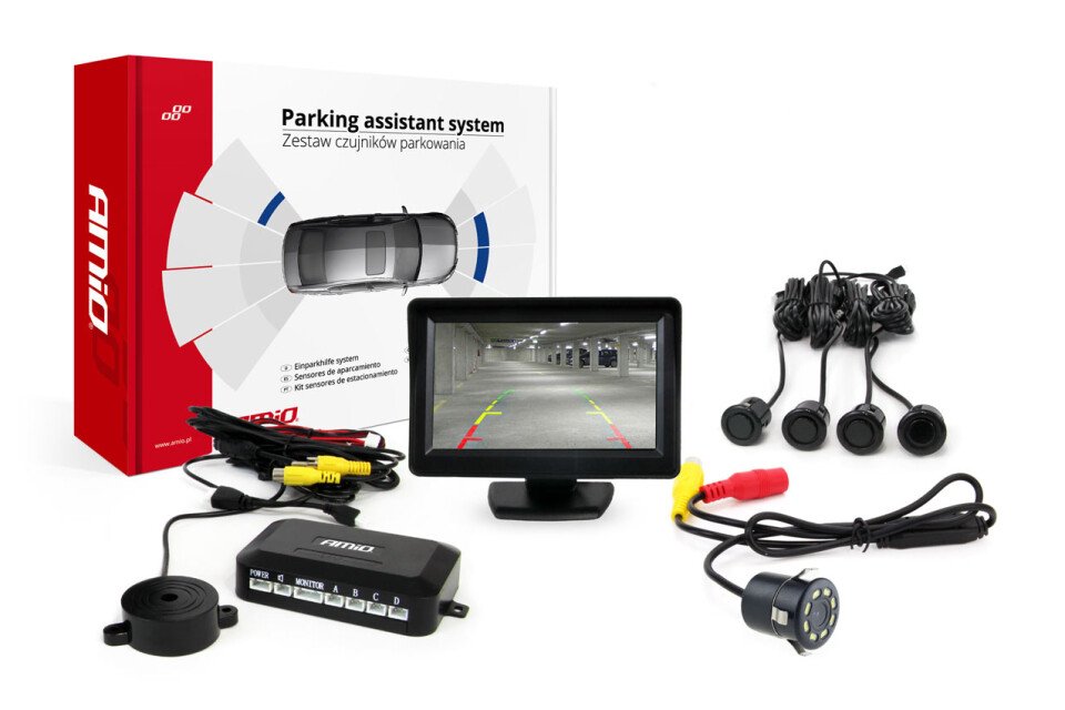 Kit sensore parcheggio TFT01 4.3" con telecamera HD-308-LED 4 sensori nero "GOLD"
