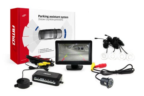 Kit senzor parcare TFT01 4.3" cu camera HD-308-LED 4 senzori albi