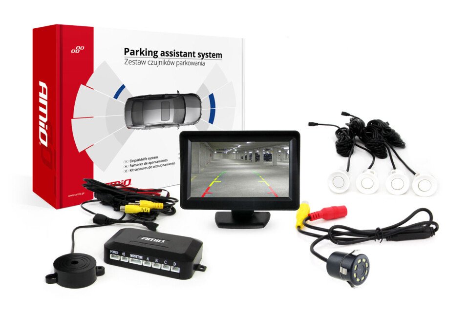Kit senzor parcare TFT01 4.3" cu camera HD-308-LED 4 senzori albi