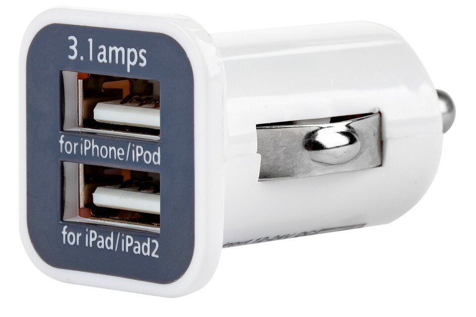 Auto punjač 2xUSB bijeli PCH-01