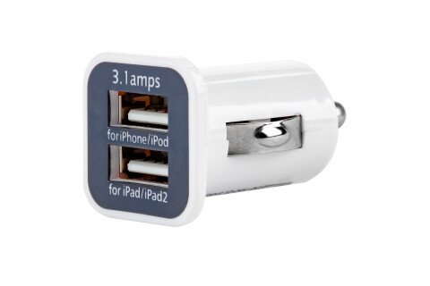 Auto punjač 2xUSB bijeli PCH-01