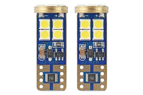 LED CANBUS 12SMD 2835 T10e (W5W) Fehér 12V / 24V