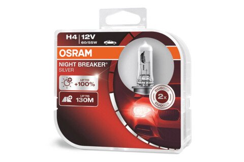 Osram H4 halogén izzók 12V NIGHT BREAKER SILVER + 100% / 2 db /