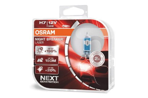 Osram H7 lampadine alogene 12V 55W PX26d NIGHT BREAKER LASER + 150% / 2 pz /