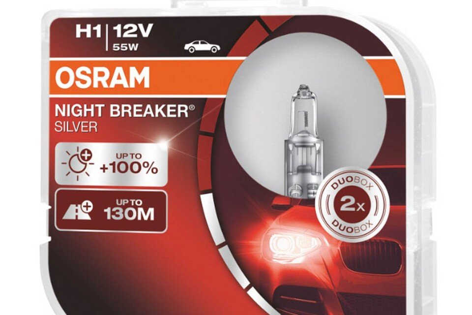 Λαμπτήρας αλογόνου Osram H1 12V 55W P14.5s NIGHT BREAKER SILVER + 100% / 2 τμχ /