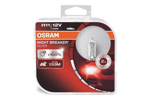 Becuri cu halogen Osram H11 12V 55W PGJ19-2 NIGHT BREAKER SILVER + 100% / 2 buc /