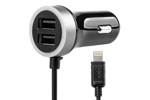 Autós töltő 12 / 24V iPhone lightning + 2xUSB 2.4A PRO-02
