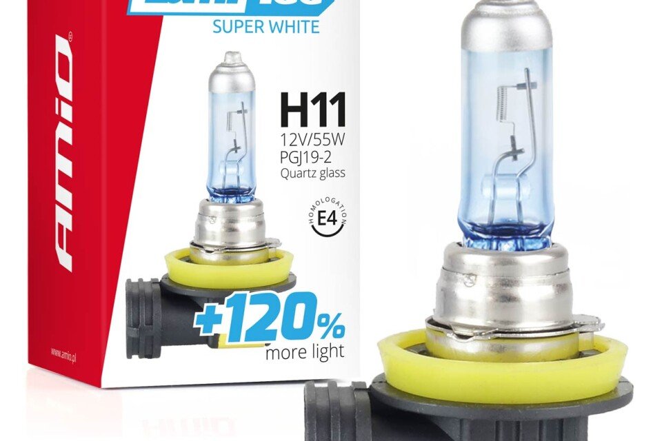 Halogén izzó H11 12V 55W LumiTec Super White + 120%