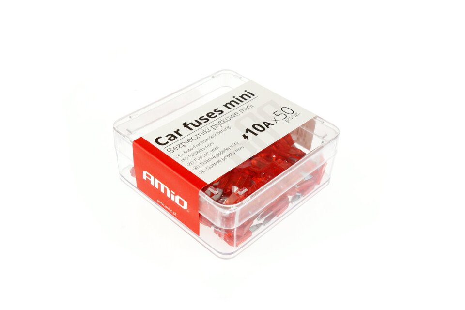 Autó biztosítékok mini lemez mini doboz 50 db 10A
