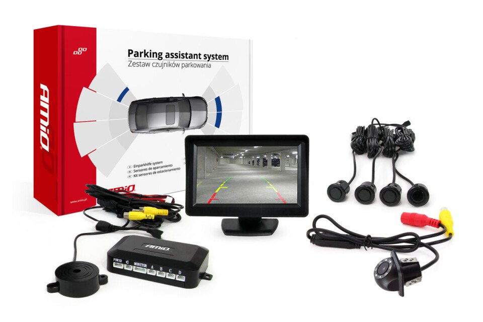 Komplet parkirnih senzorjev TFT01 4,3" z HD-305 LED kamero 4 črni senzorji" GOLD "