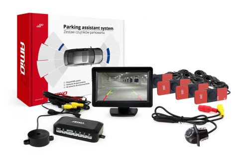 Kit senzor parcare TFT01 4,3" cu cameră LED HD-305 4 senzori negri în interior