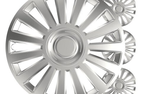 Krytka náboje auta 4 ks. Luxusní stříbrná 16palcová sada COLOR BOX