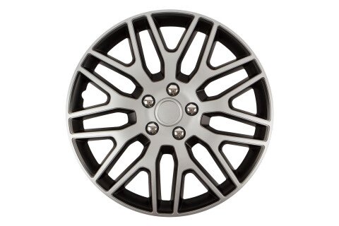 Zaślepka DAKAR NC 14" SILVER & BLACK z chromowanymi śrubami