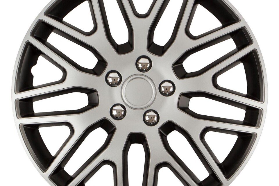 Zaślepka DAKAR NC 14" SILVER & BLACK z chromowanymi śrubami