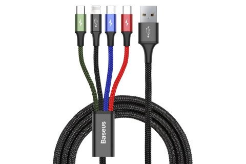 Baseus Fast 4v1 USB kabel 2xUSB-C / Lightning / Micro 3.5A 1.2m (črn)