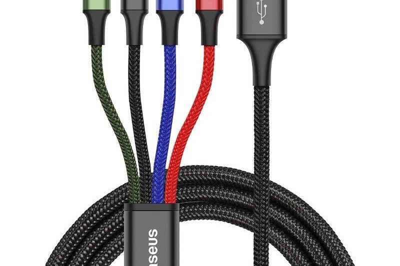 Baseus Fast 4v1 USB kabel 2xUSB-C / Lightning / Micro 3.5A 1.2m (črn)