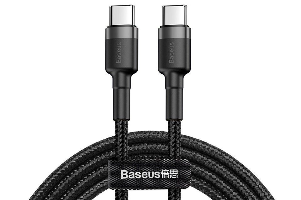 Кабел USB-C към USB-C PD Baseus Cafule PD 2.0, QC 3.0, 60W, 200 см черно-сив