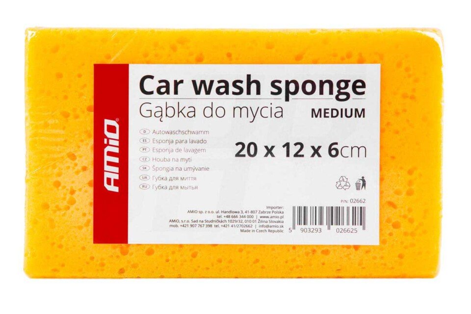 Spugna per lavaggio auto AMiO MEDIUM, 20 x 12 x 6 cm