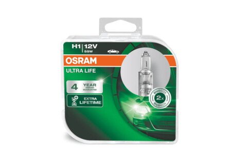 Lampadina alogena Osram H1 12V 55W Ultra Life 2 pz.
