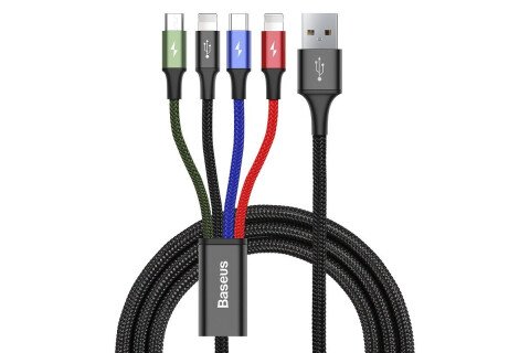 BASEUS USB Fast 4v1 kabel črn 2x Lightning, 1xMicro 3.5A 120 cm