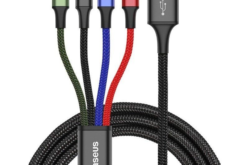 BASEUS USB Fast 4v1 kabel črn 2x Lightning, 1xMicro 3.5A 120 cm